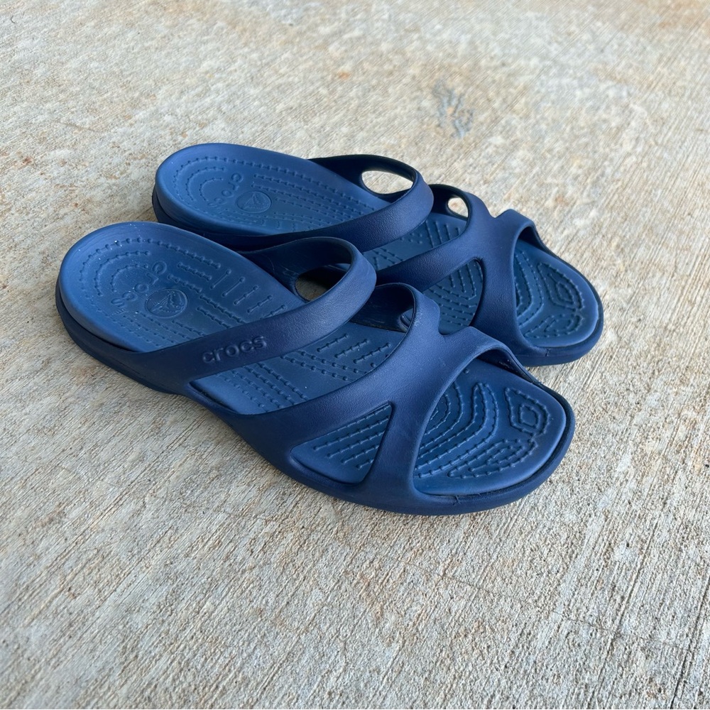 CROCS Dark Blue Kadee II Slide Sandals